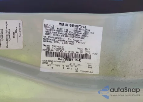 2011 Ford Focus Se z USA, uszkodzony, nr VIN 1FAHP3FN3BW120643